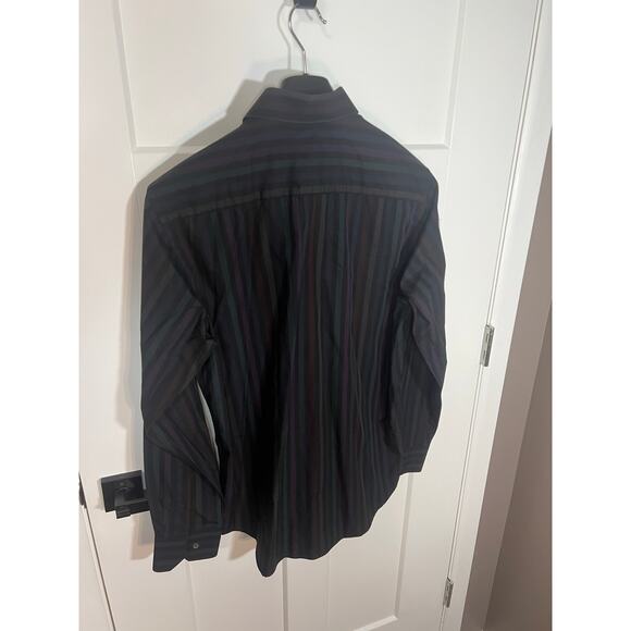 BUGATCHI UOMO Men’s Button Front Long Sleeve Striped Shirt Size‎ M Medium Cotton - Picture 5 of 7